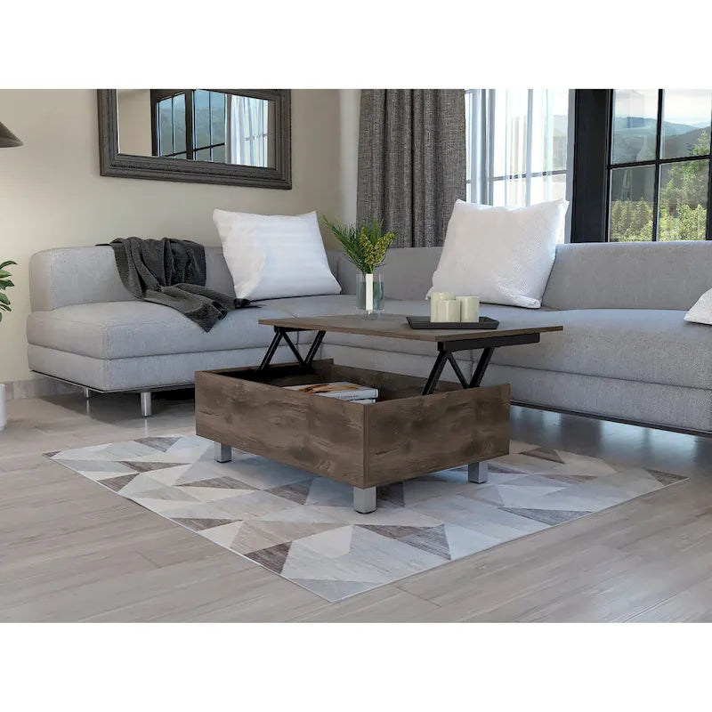 TUHOME Gambia Coffee Table with Lift Top, Concealed Storage and 4 Legs
