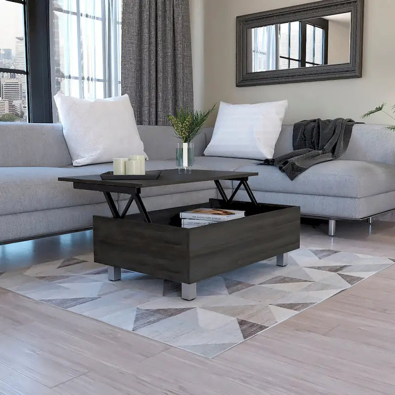 TUHOME Gambia Coffee Table with Lift Top, Concealed Storage and 4 Legs
