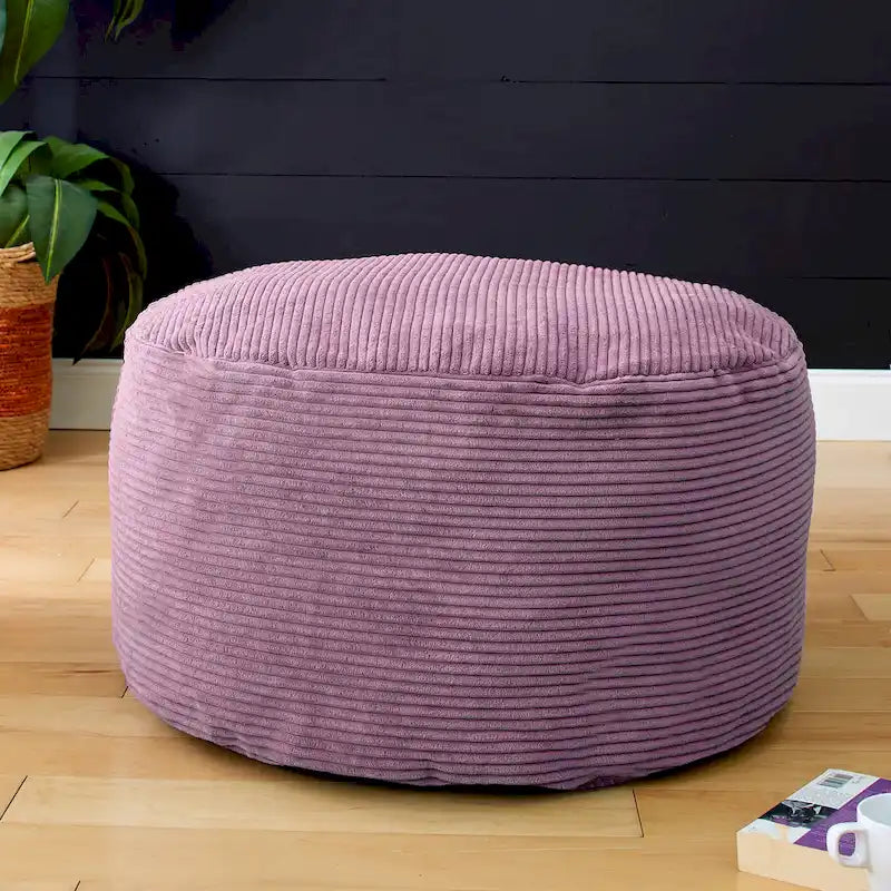 Sorra Home Indoor Corduroy Large Round Pouf/Ottoman