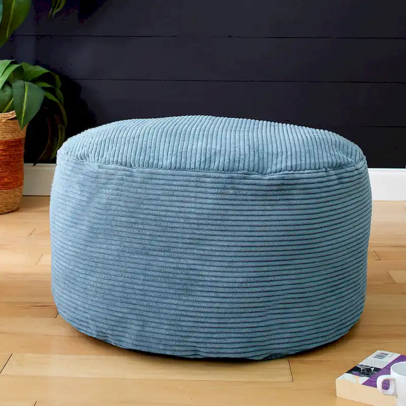 Sorra Home Indoor Corduroy Large Round Pouf/Ottoman