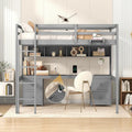 Full Size Loft Bed with Desk,Drawers and Bedside Tray,Charging Station