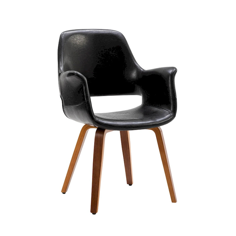 Chaises de salle à manger lot de 2, cuir PU, pieds en bois courbé