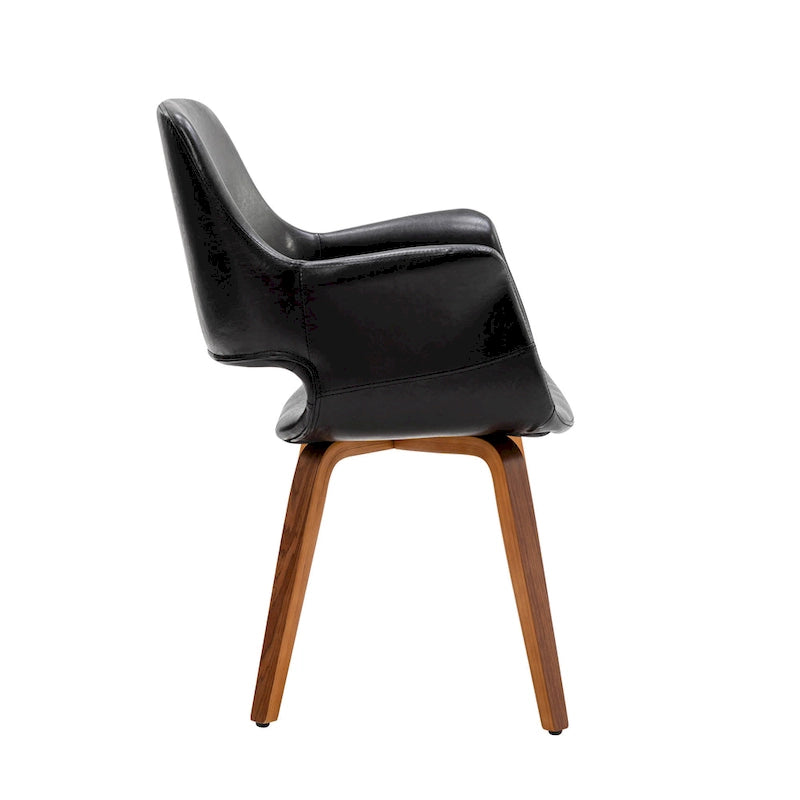 Chaises de salle à manger lot de 2, cuir PU, pieds en bois courbé