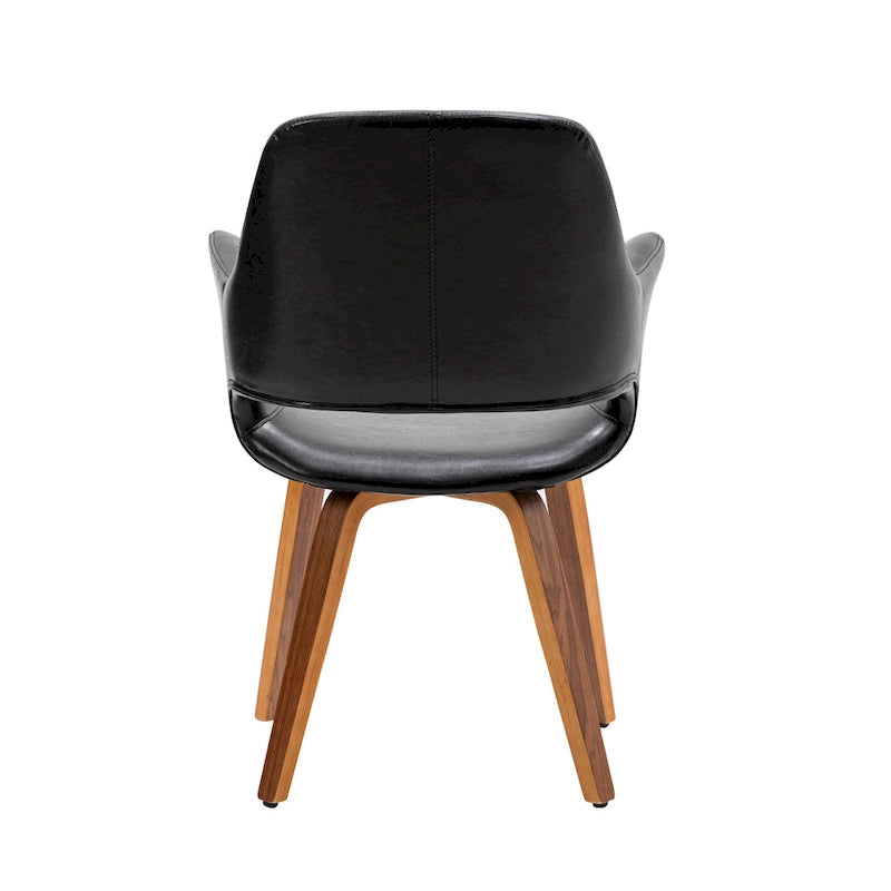 Chaises de salle à manger lot de 2, cuir PU, pieds en bois courbé