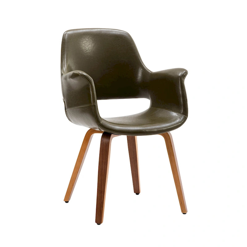 Chaises de salle à manger lot de 2, cuir PU, pieds en bois courbé