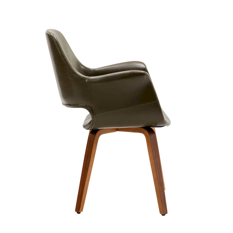 Chaises de salle à manger lot de 2, cuir PU, pieds en bois courbé