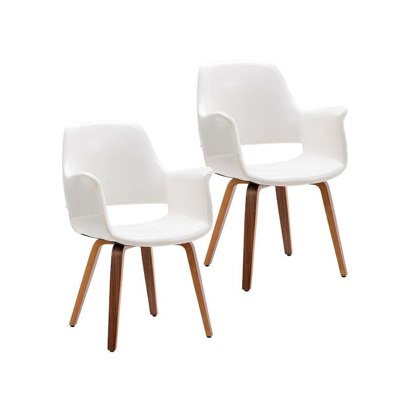 Chaises de salle à manger lot de 2, cuir PU, pieds en bois courbé
