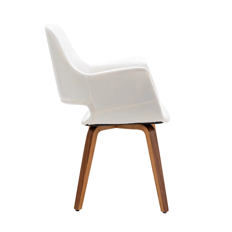 Chaises de salle à manger lot de 2, cuir PU, pieds en bois courbé