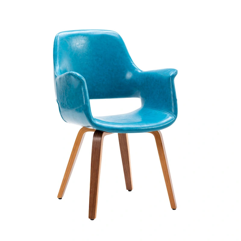Chaises de salle à manger lot de 2, cuir PU, pieds en bois courbé