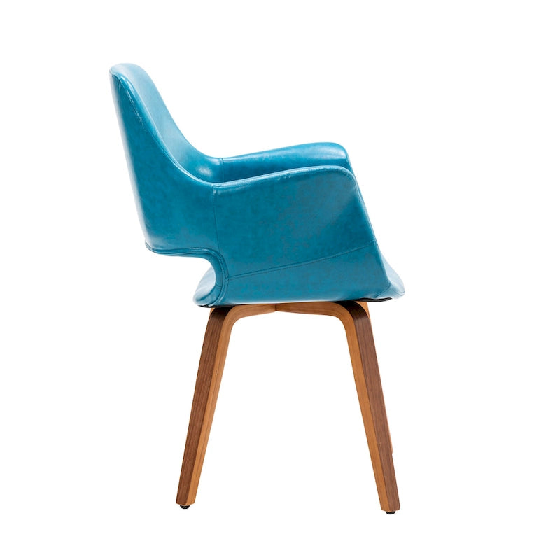 Chaises de salle à manger lot de 2, cuir PU, pieds en bois courbé