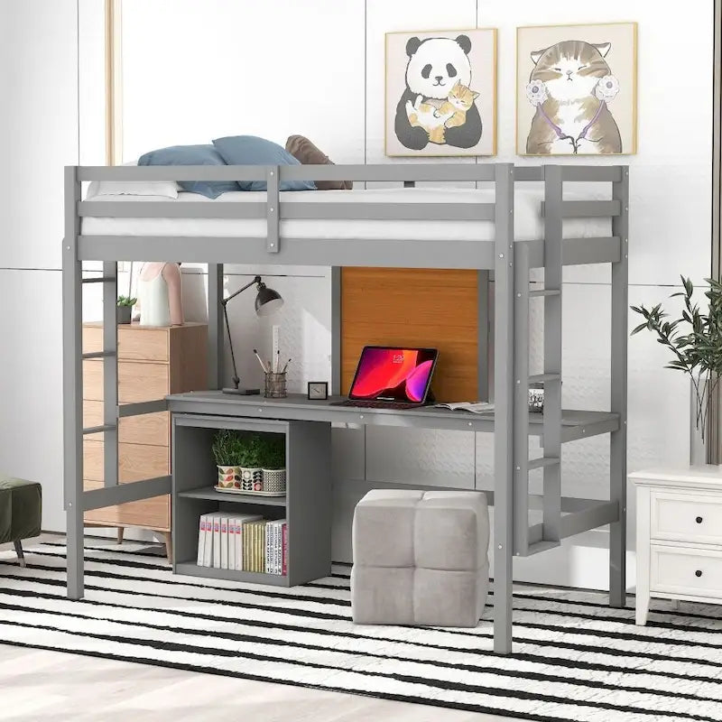 Full size Loft Bed with Desk and Writing Board