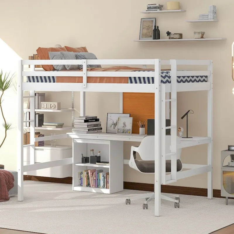 Full size Loft Bed with Desk and Writing Board