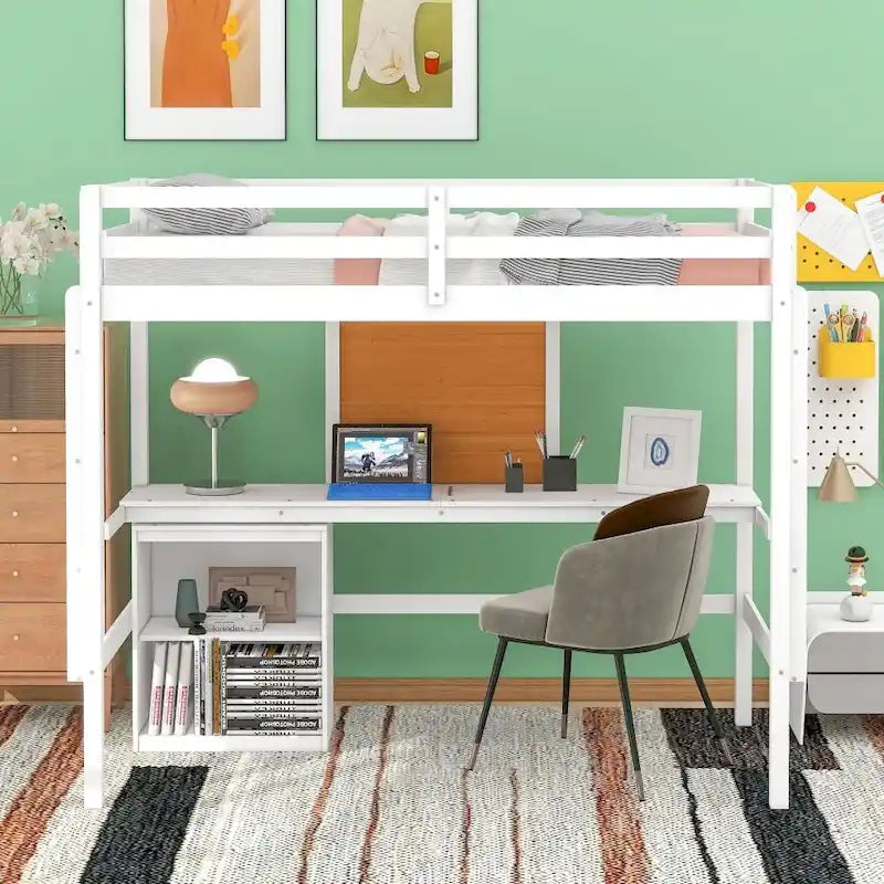 Full size Loft Bed with Desk and Writing Board