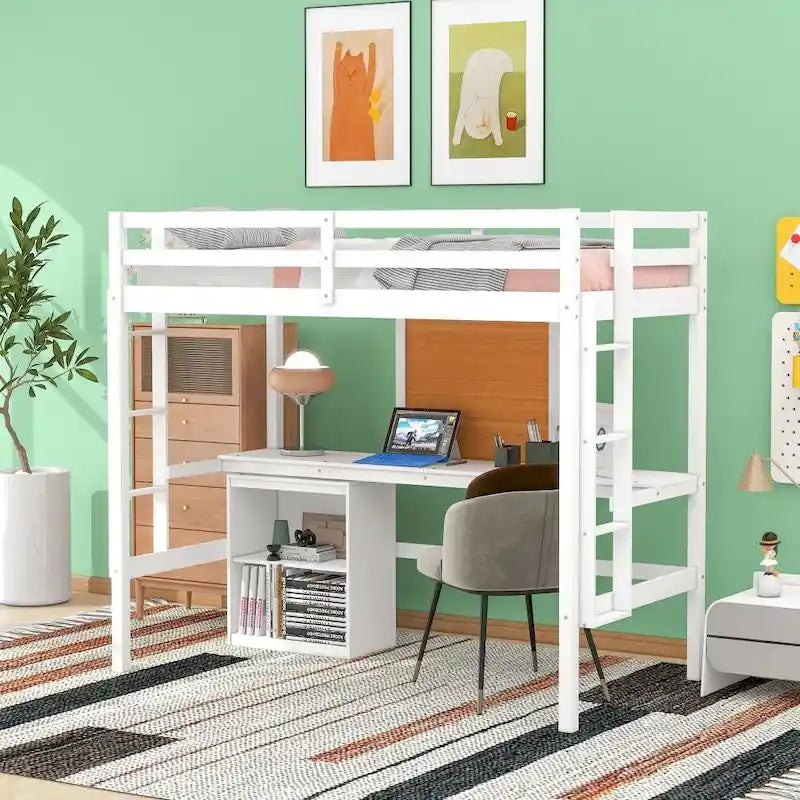 Full size Loft Bed with Desk and Writing Board
