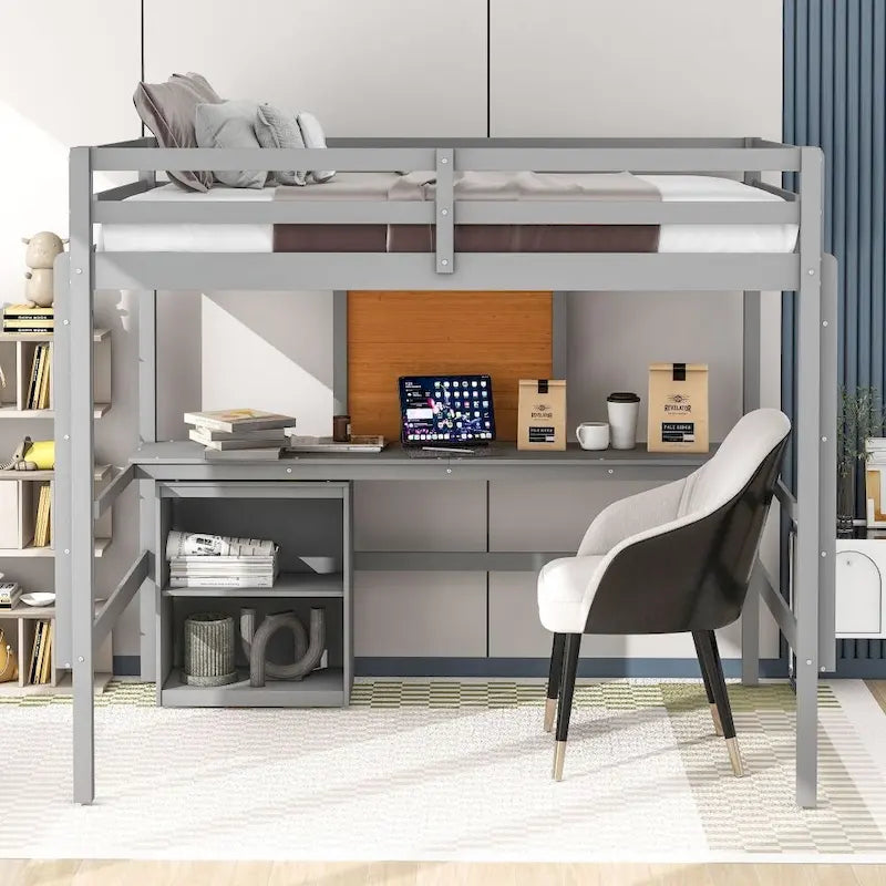 Full size Loft Bed with Desk and Writing Board