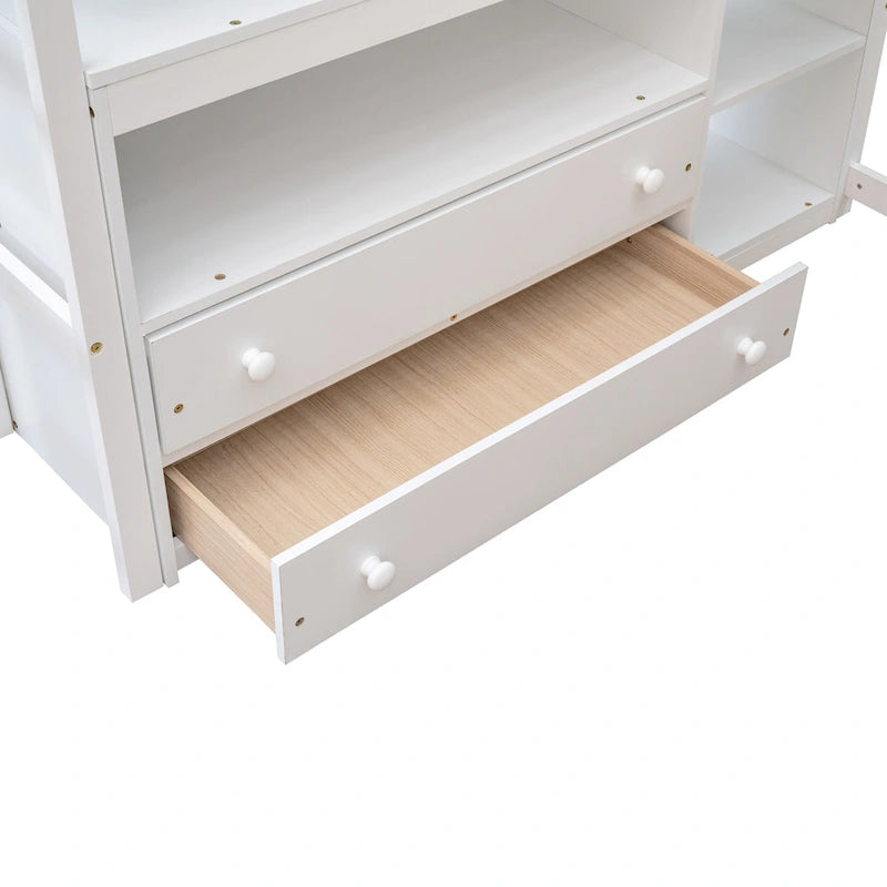 Nestfair Full Size Loft Bed with Desk and Shelves