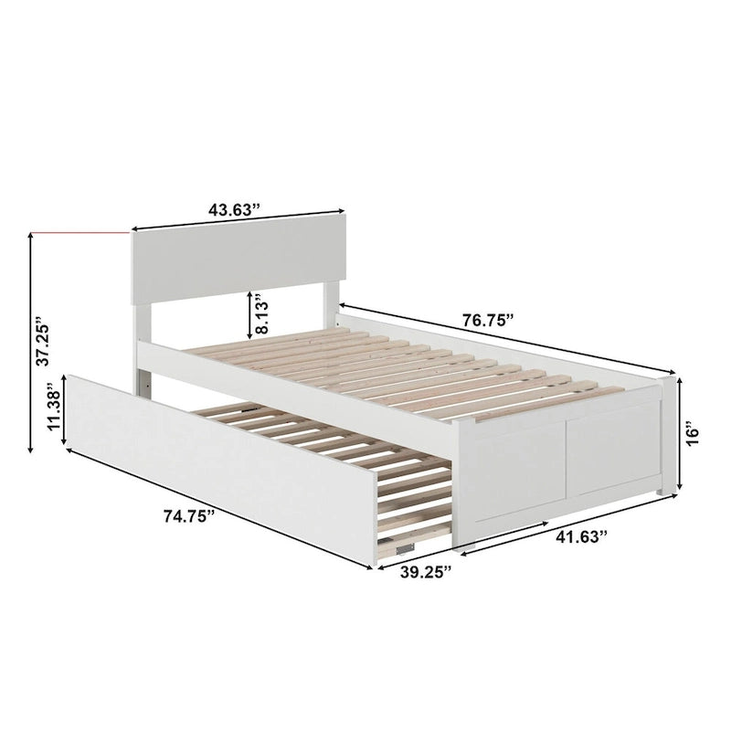 Orlando Platform Bed with Footboard and Twin Trundle Bed
