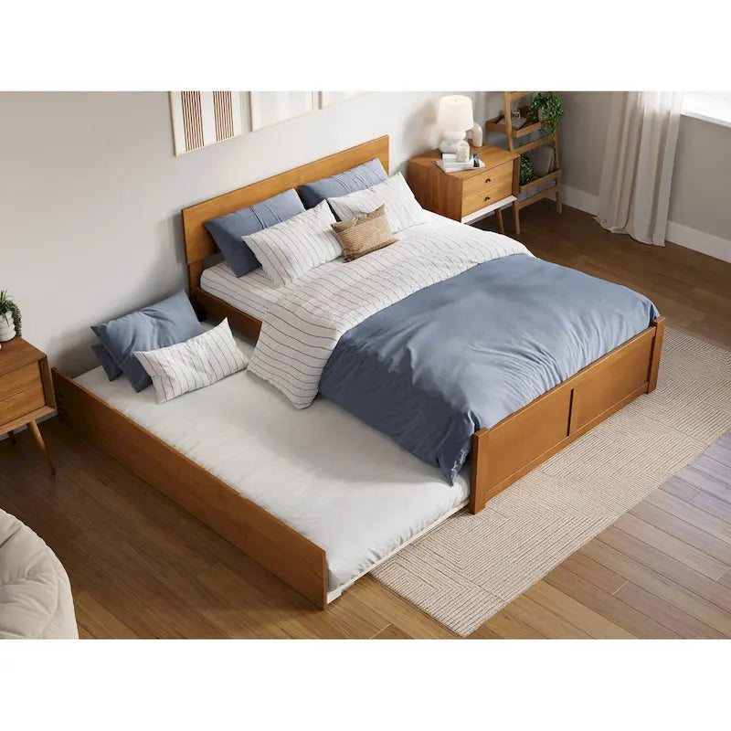 Orlando Platform Bed with Footboard and Twin Trundle Bed