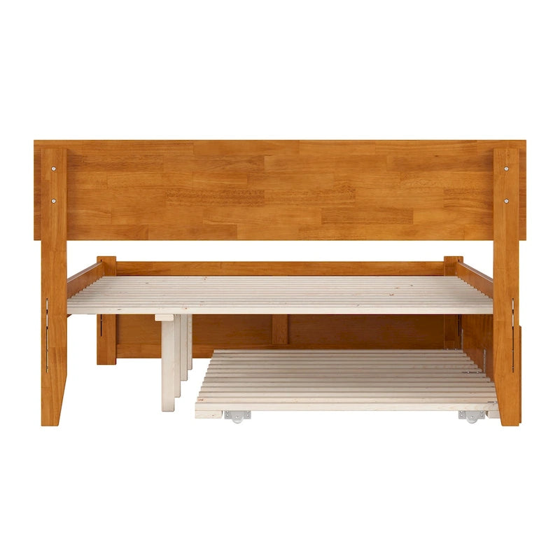 Orlando Platform Bed with Footboard and Twin Trundle Bed