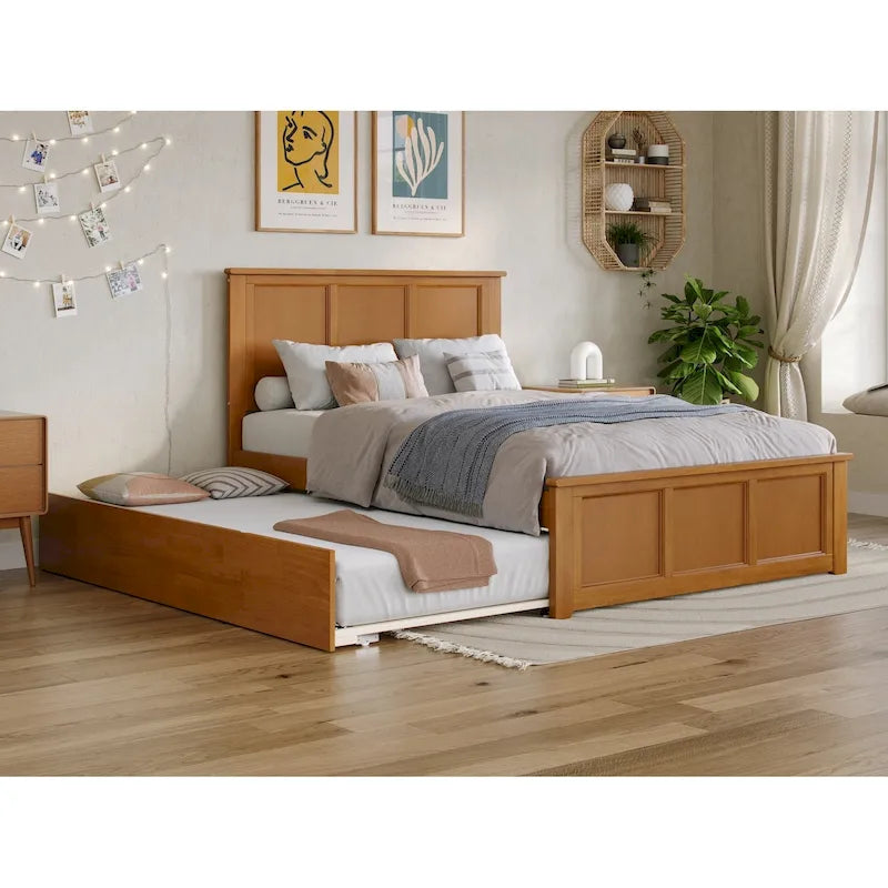 Madison Platform Bed with Matching Footboard and Twin Trundle