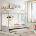 Nestfair White Twin House Bed with Trundle