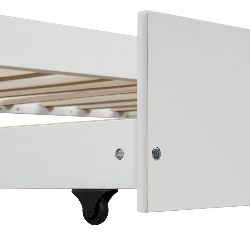Nestfair White Twin House Bed with Trundle