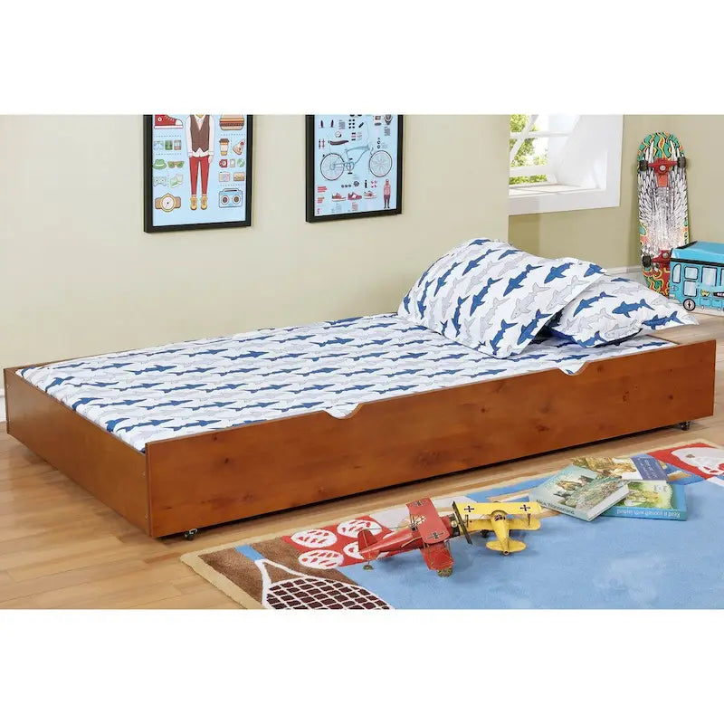 Bays Transitional Twin Wood Underbed Trundle with Casters by Furniture of America