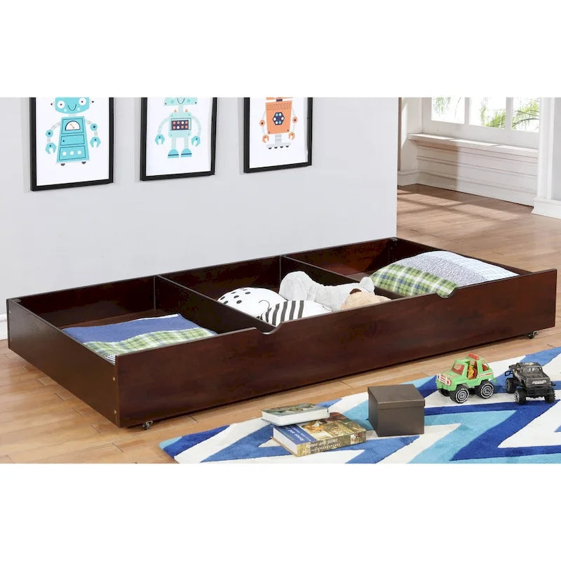 Bays Transitional Twin Wood Underbed Trundle with Casters by Furniture of America