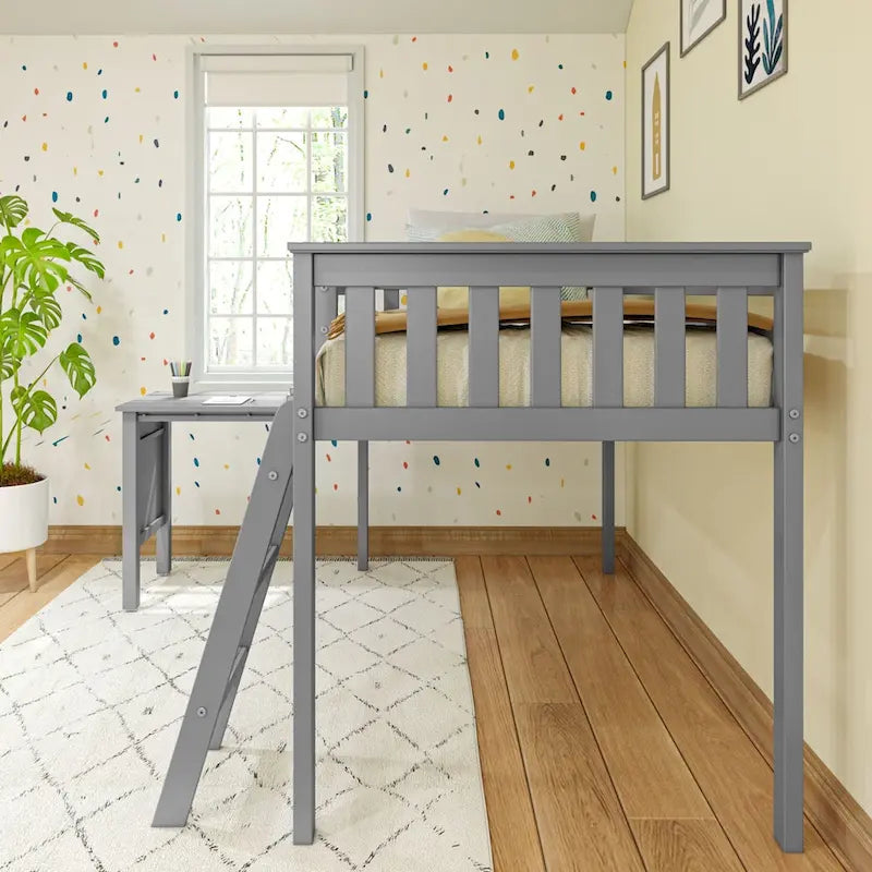 Max and Lily Twin-Size Low Loft with Pull-Out Desk