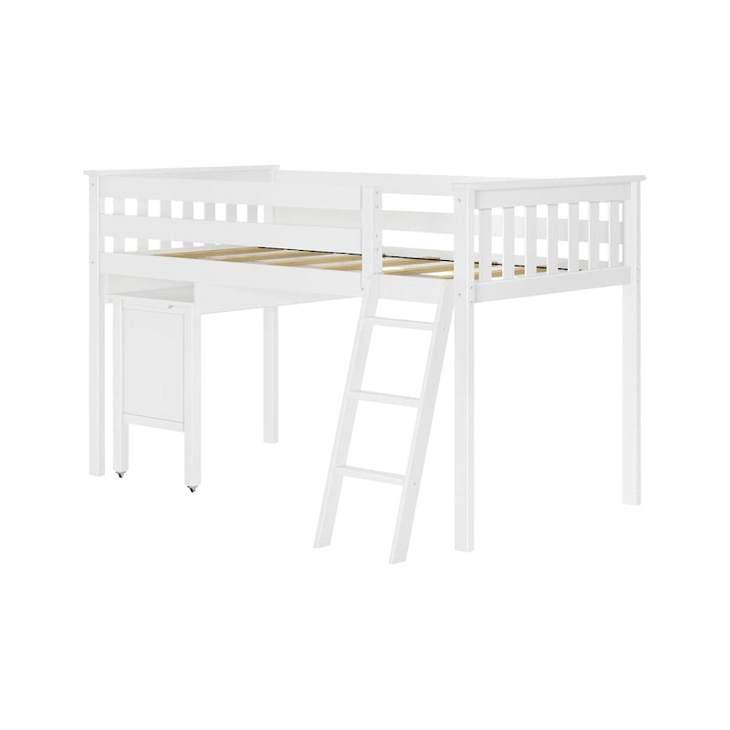 Max and Lily Twin-Size Low Loft with Pull-Out Desk
