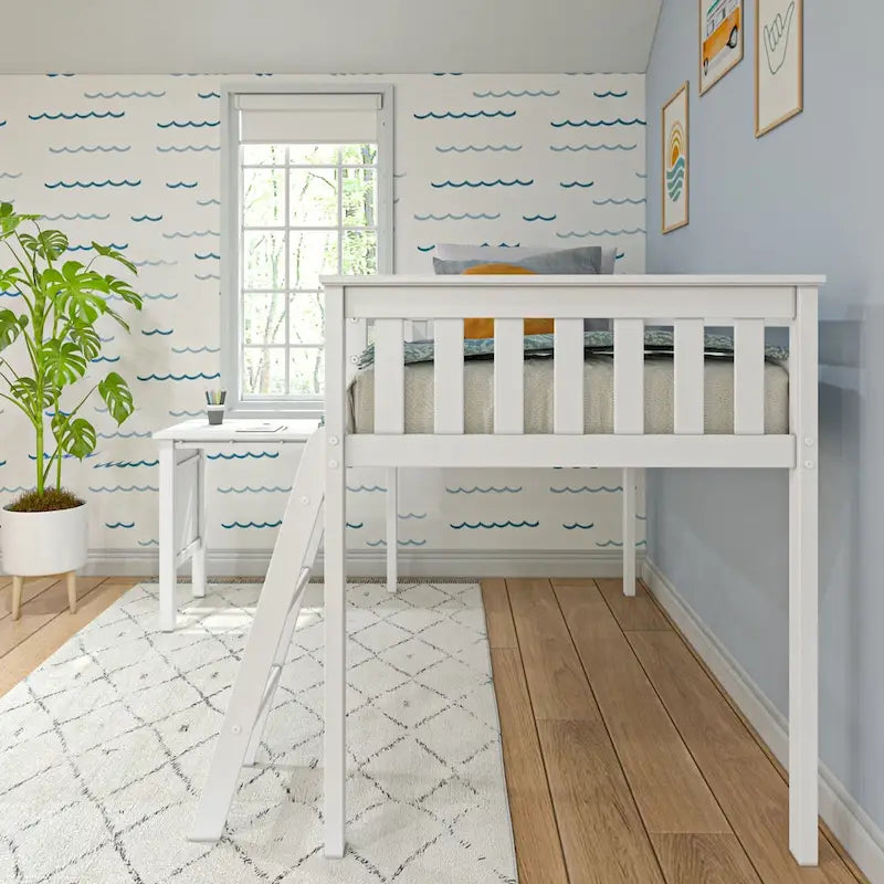Max and Lily Twin-Size Low Loft with Pull-Out Desk
