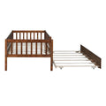 Twin Size Wood Daybed with Trundle and Fence Guardrails