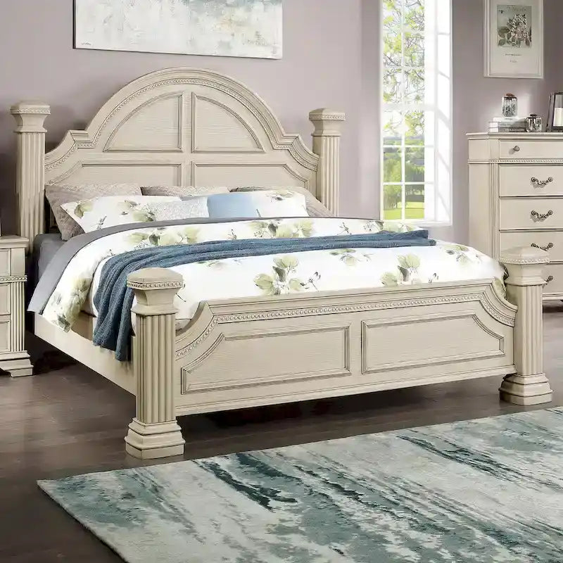 Stroh Traditional Wood Trim Molding Panel Bed with Bell-shaped Headboard by Furniture of America