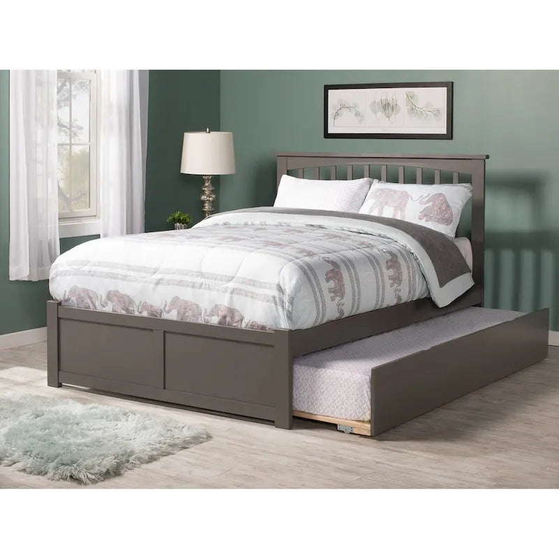 Mission Platform Bed with Footboard and Twin XL Trundle