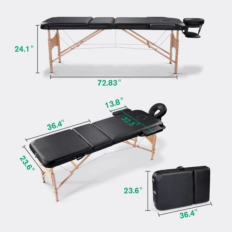 Massage Table 84 Inches Long Portable with Carry Case Table