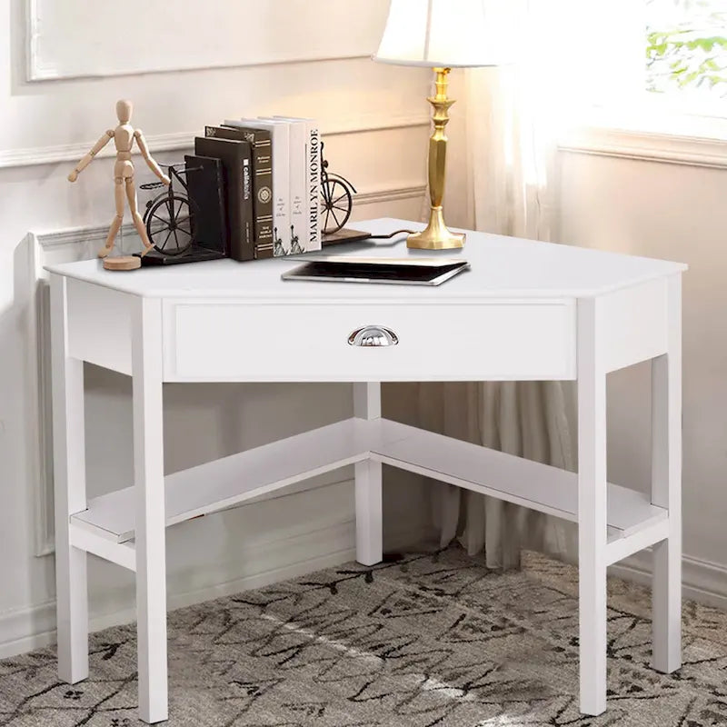 Corner Computer Desk Table Wooden Workstation Corner Laptop Desk