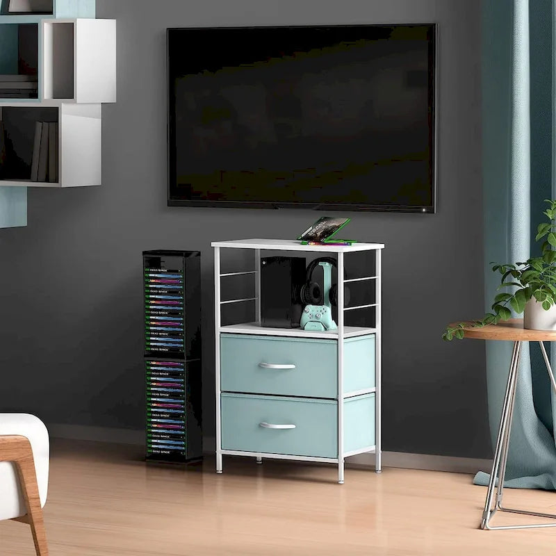 Nightstand 2-Drawer Shelf Storage - Bedside Furniture End Table Chest