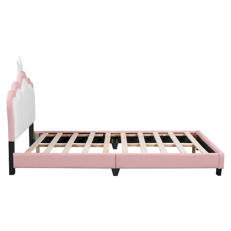 Upholestered Princess Bed With Crown Headboard
