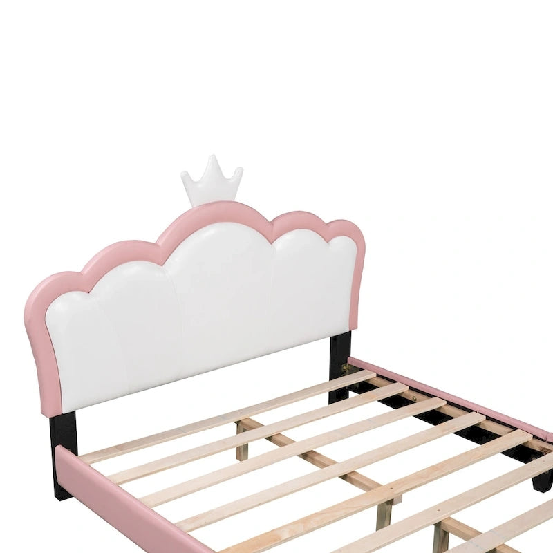 Upholestered Princess Bed With Crown Headboard