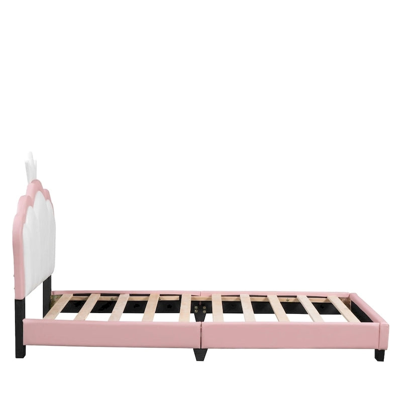 Upholestered Princess Bed With Crown Headboard