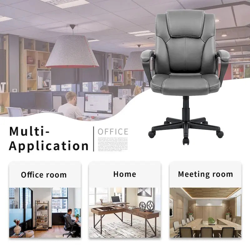 Homall Brown Executive Chair High-Level PU Leather Thick Padded Ergonomic Chair Mid Back Office and Commercial Chair