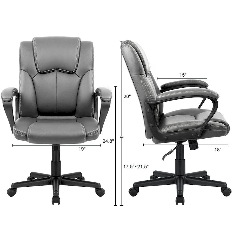 Homall Brown Executive Chair High-Level PU Leather Thick Padded Ergonomic Chair Mid Back Office and Commercial Chair