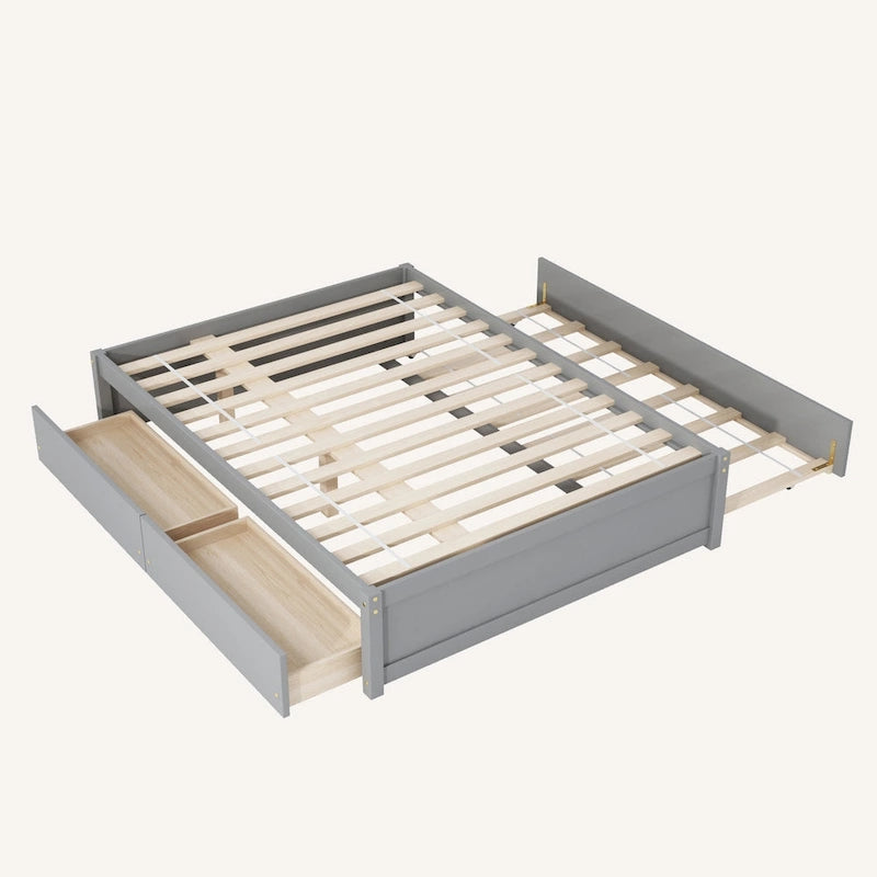 Full Bed With Twin Size Trundle And 2 Drawers