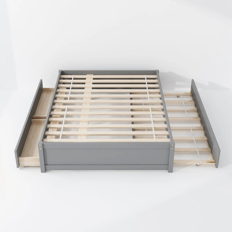 Full Bed With Twin Size Trundle And 2 Drawers
