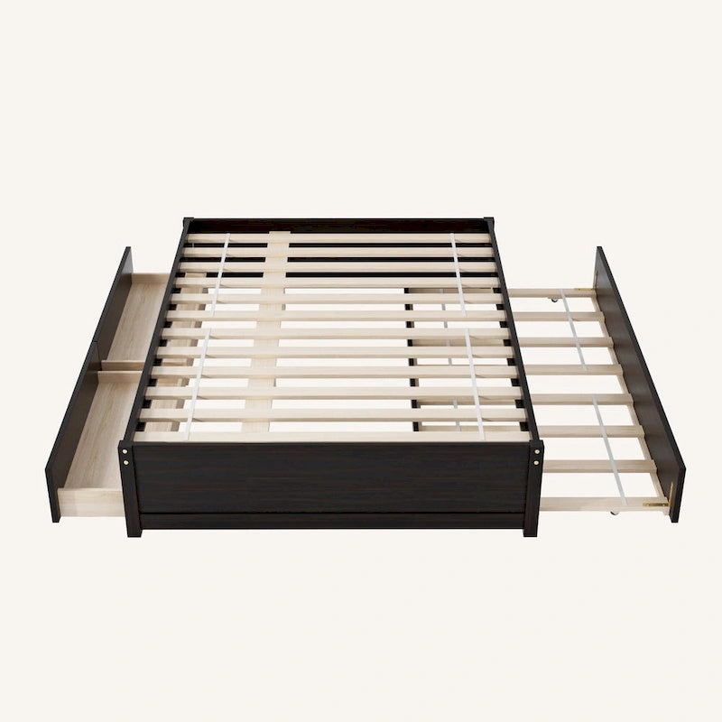 Full Bed With Twin Size Trundle And 2 Drawers