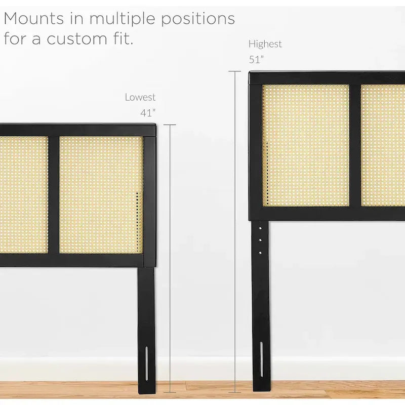 Tête de lit moderne en bois noir Queen Size