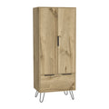TUHOME Augusta Closet with Hanging Rod, Drawer, Hairpin Legs, and Double Door Cabinet - N/A