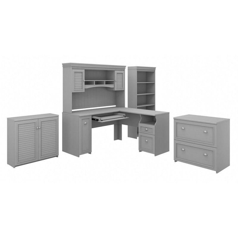 Fairview 60W Desk with Hutch, and Storage Set by Bush Furniture