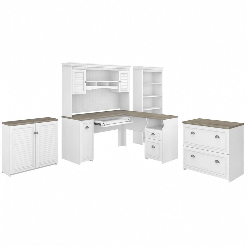 Fairview 60W Desk with Hutch, and Storage Set by Bush Furniture