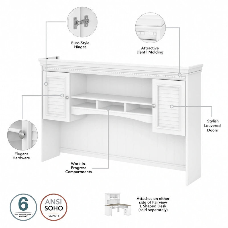Fairview 60W Desk with Hutch, and Storage Set by Bush Furniture